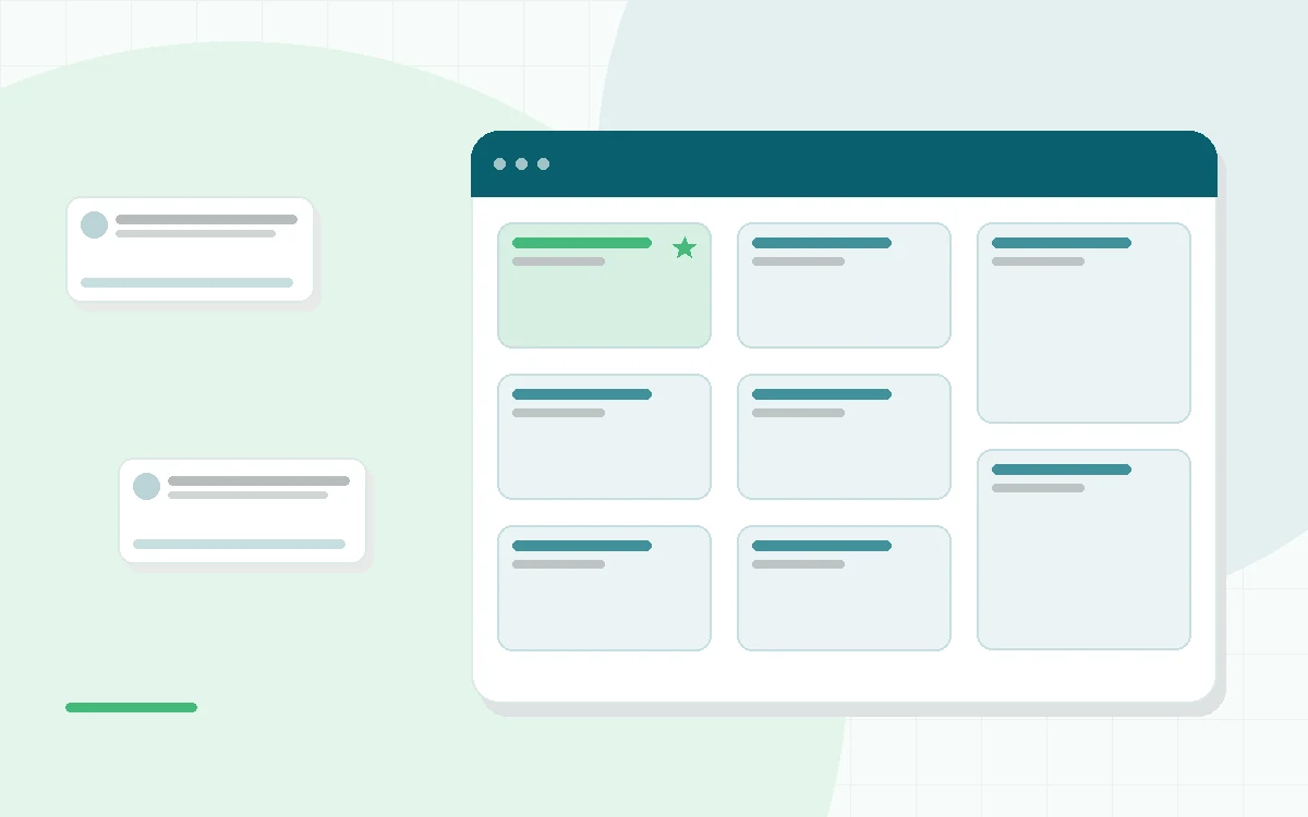 Flat illustration of two paths branching from one person, one toward a support room and one toward a mountain, teal and mint palette