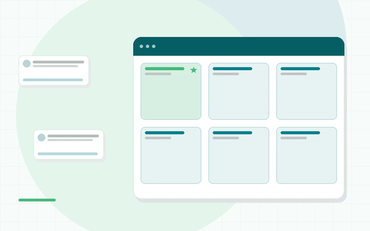 Flat illustration of two supplement bottles beside a certification badge, teal and mint palette