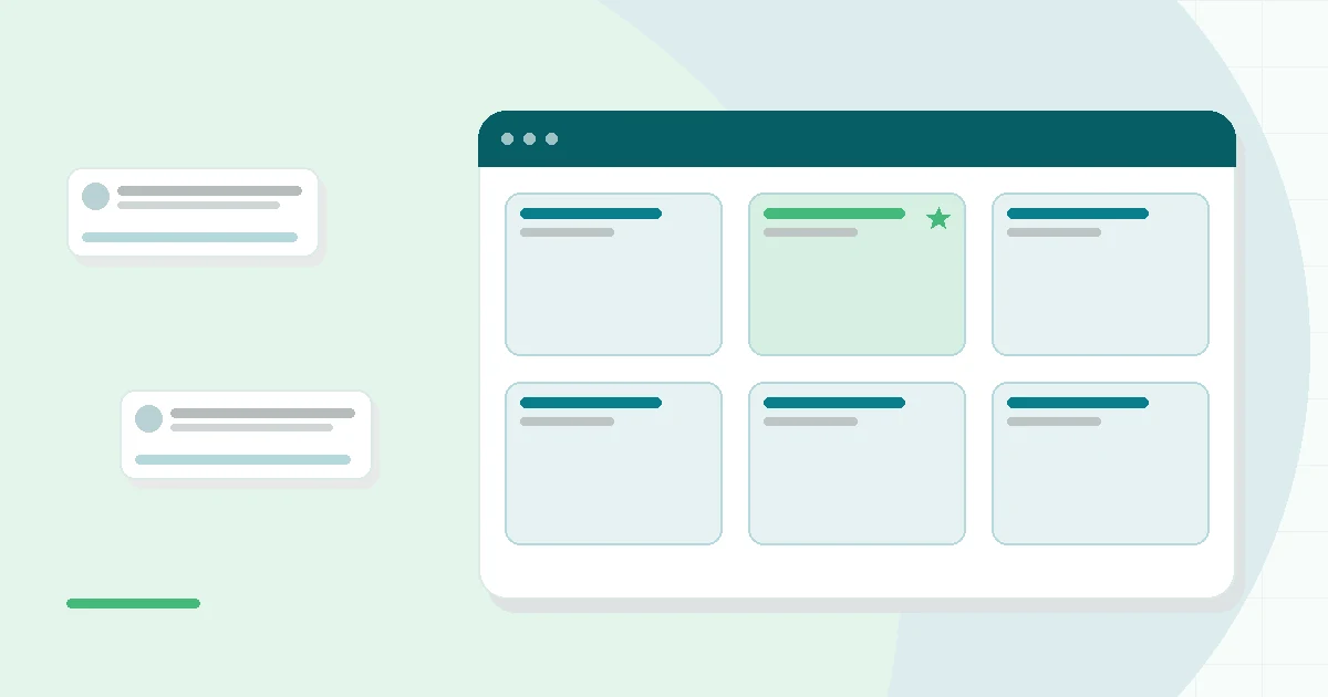 Flat illustration of a supplement tub and shaker bottle beside a checklist card, teal and mint palette