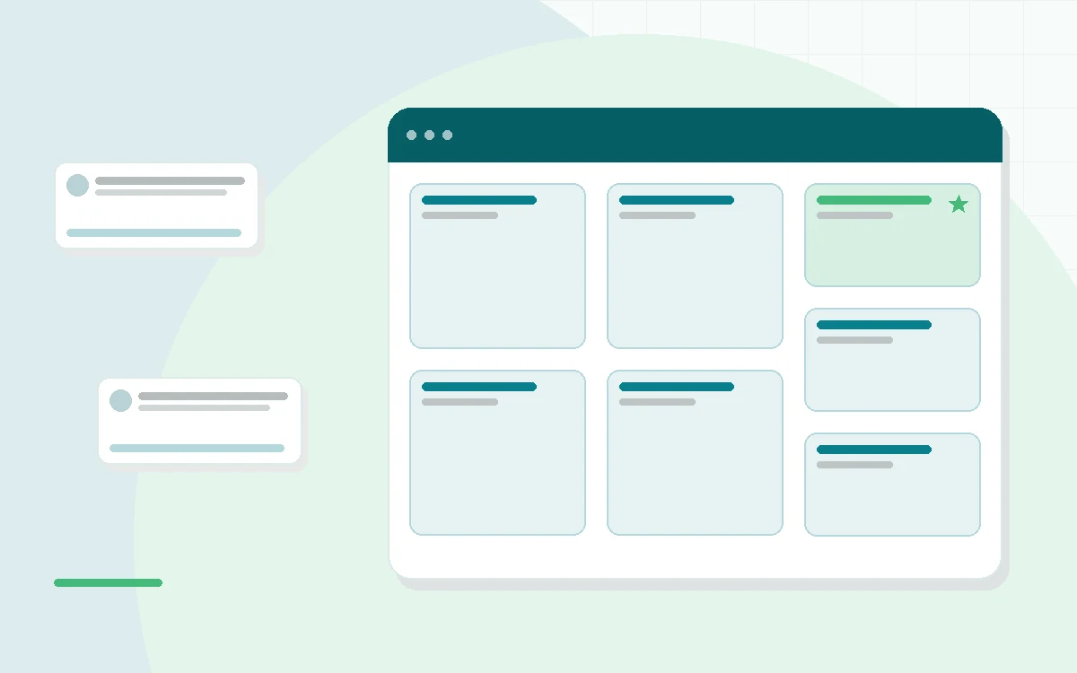 Flat illustration of a supplement tub beside a certificate of analysis document with a magnifying glass, teal and mint palette