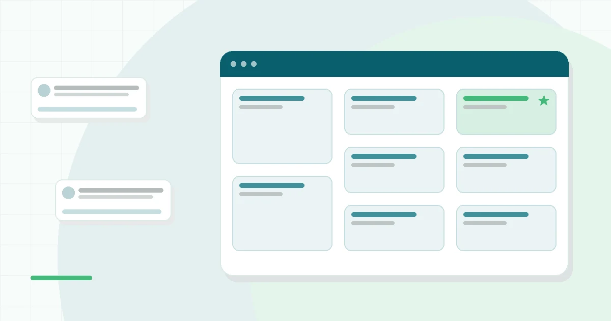 Flat illustration of a person meditating with a layered thought bubble above their head, teal and mint palette