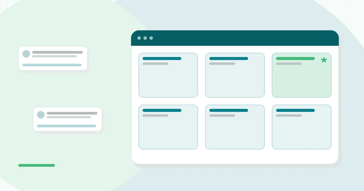 Flat illustration of a whey scoop and a pea pod, teal and mint palette