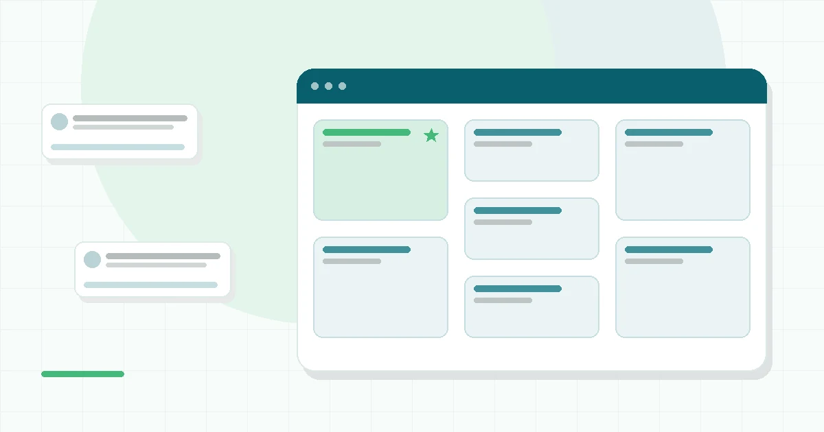 Flat illustration of a phone chat window with a friendly bot and a leaf, teal and mint palette