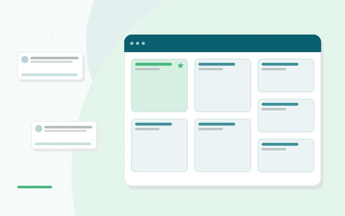 Flat illustration of a phone showing a friendly chat bubble and a mood chart, teal and mint palette